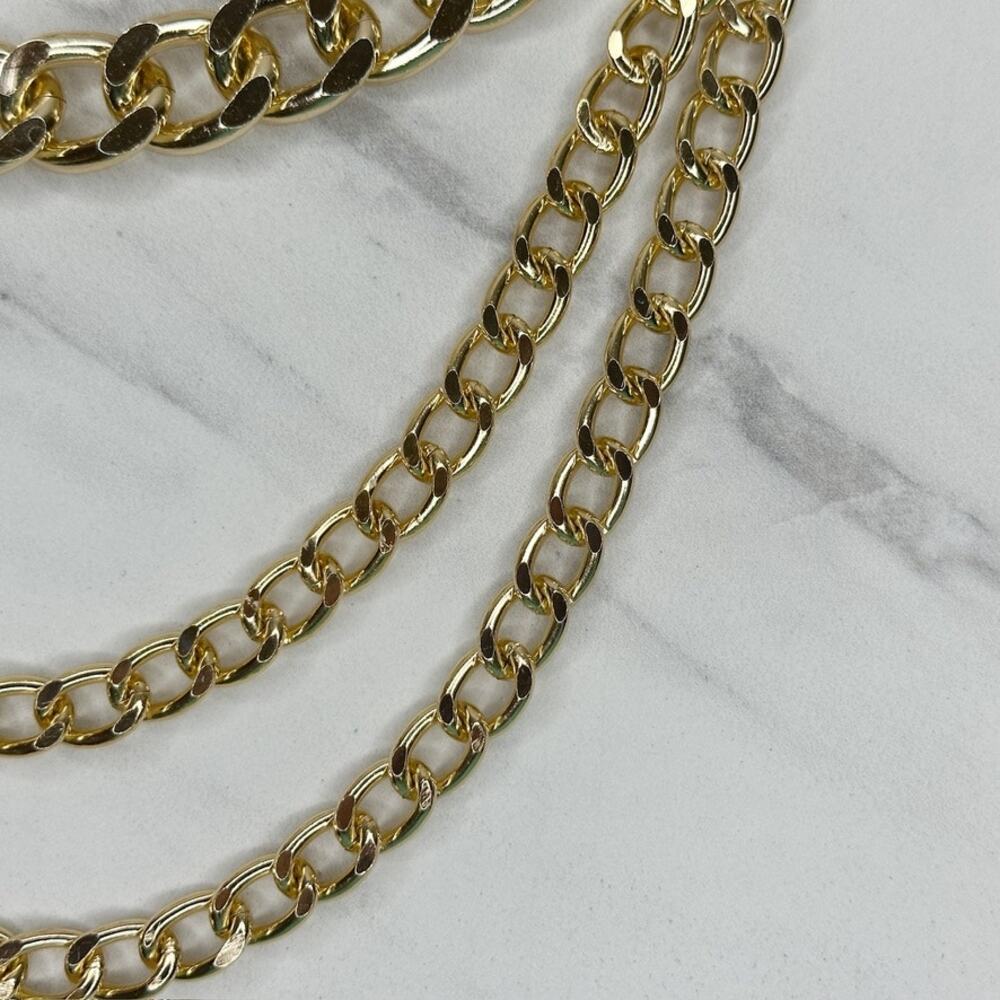 Womens Gold Tone Draped Multi Chain Belt Coin Charm One Size (OS) ✨ - Picture 10 of 16